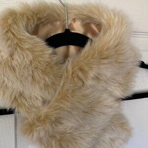 Capelli of New York Beige Tan Faux Fur Throw Wrap Scarf